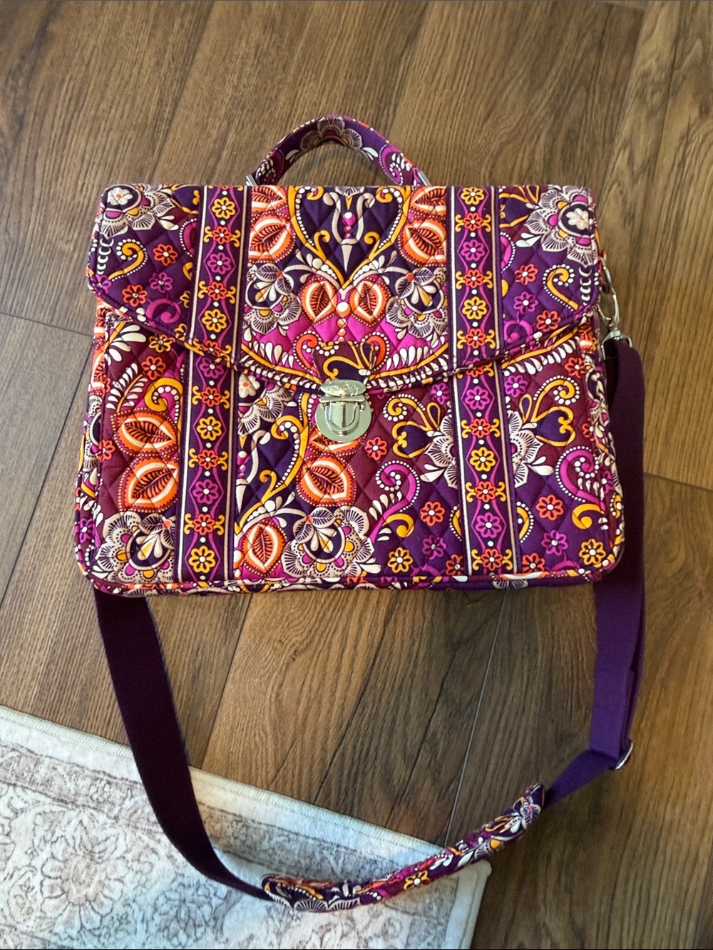 Vera Bradley Quilted Attache Messenger Laptop bag in retired Safari Sunset